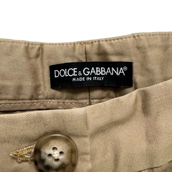 Dolce & Gabbana Flat Front Straight Leg Pants Trousers Tan Casual Size 42 - Picture 6 of 9